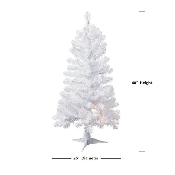 4 ft Pre-Lit Indiana Spruce White Valentine's Christmas Tree, Clear LED Lights - Picture 2 of 7